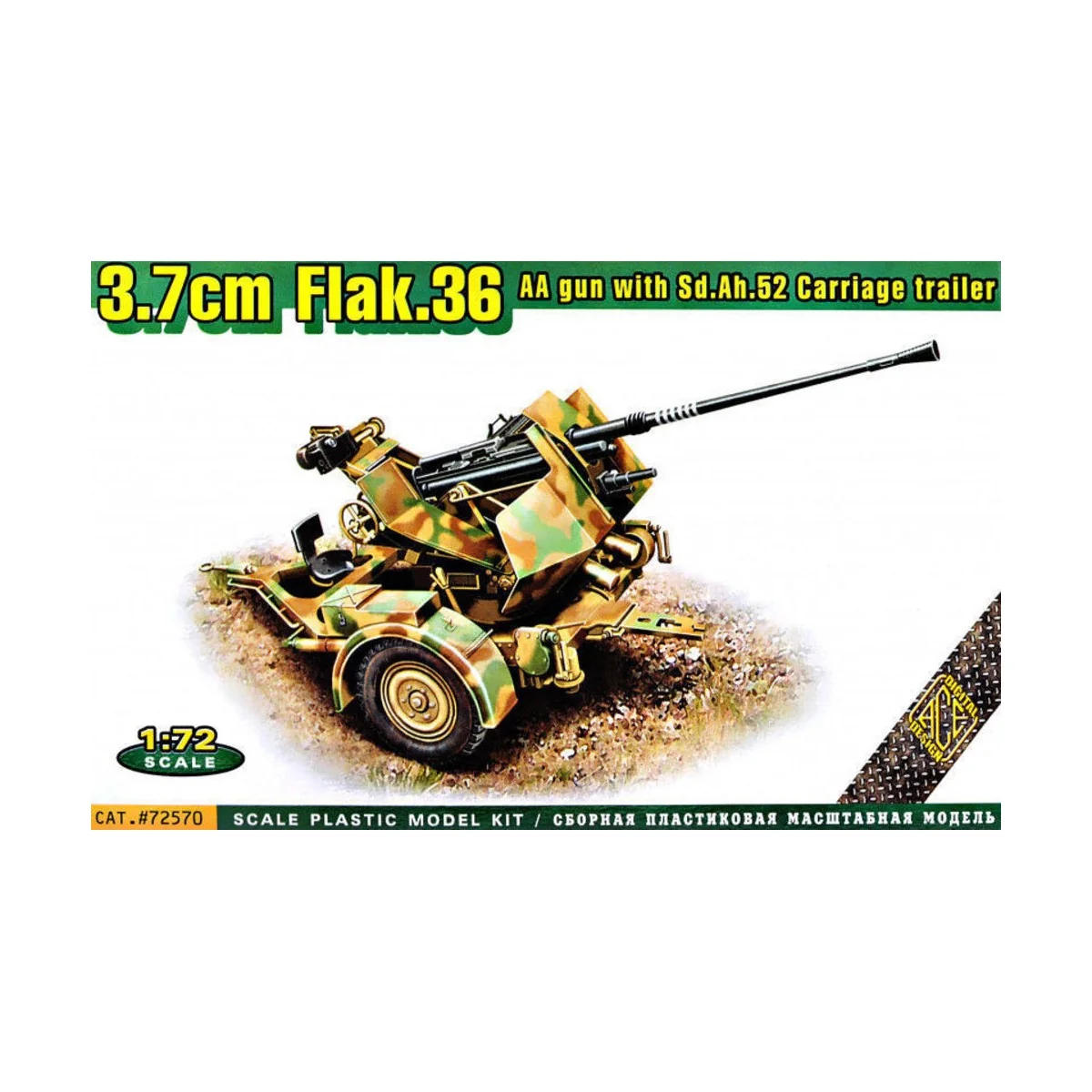 Flak.36  3.7cm. AA gun with Sd.Ah.52 carriage trailer - ACE ACE72570