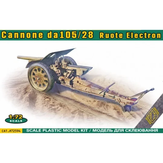 Italian 105/28 field cannon with rubberized wheels, 1/72 - ACE ACE7...