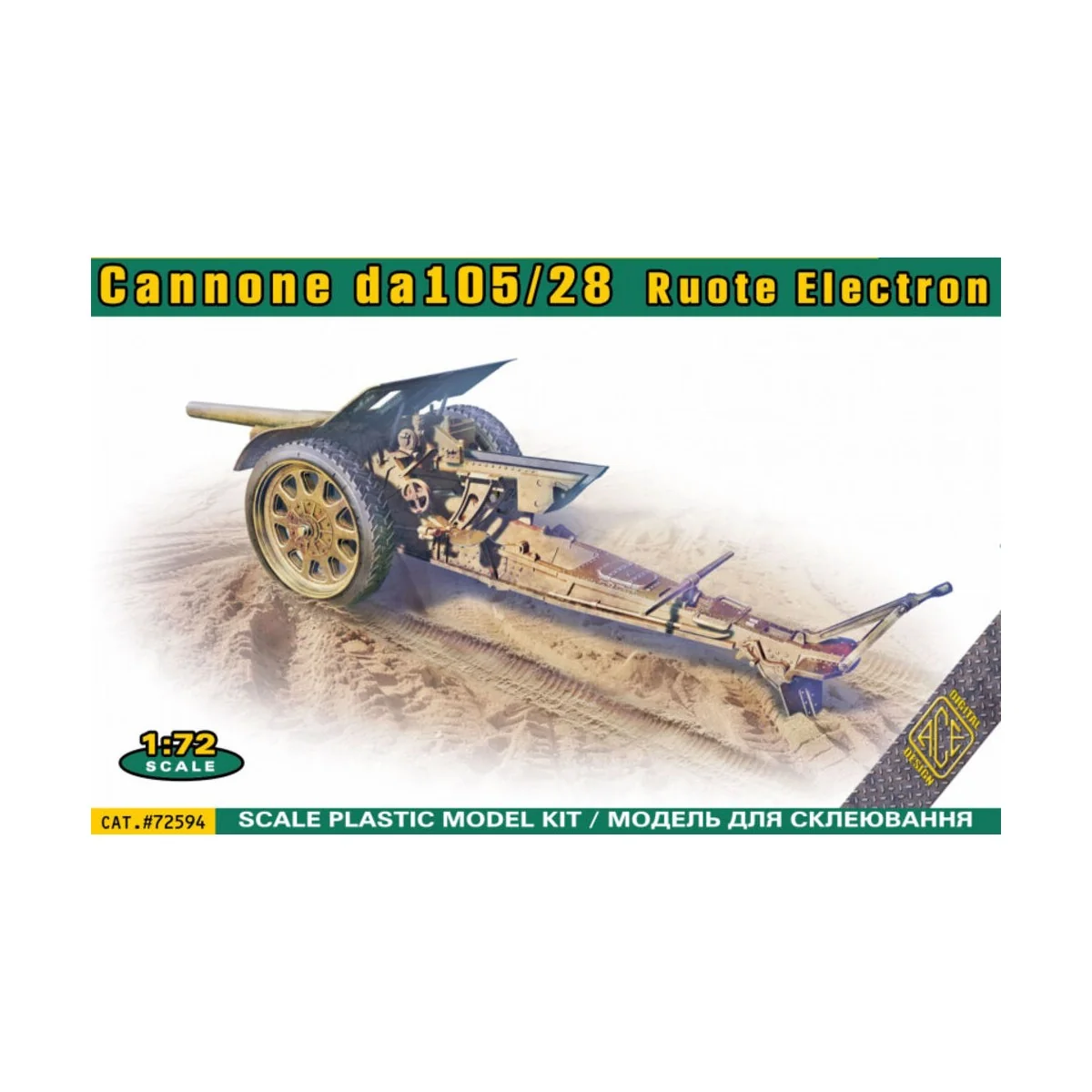 Italian 105/28 field cannon with rubberized wheels - ACE ACE72594