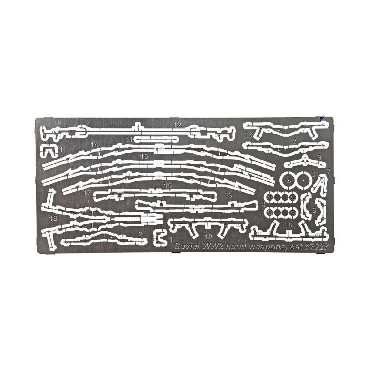 Photoetched set Soviet WWII hand weapons, 1/72 - ACE PE7227 Photoetched set Soviet WWII hand weapons, 1/72 - ACE PE7227