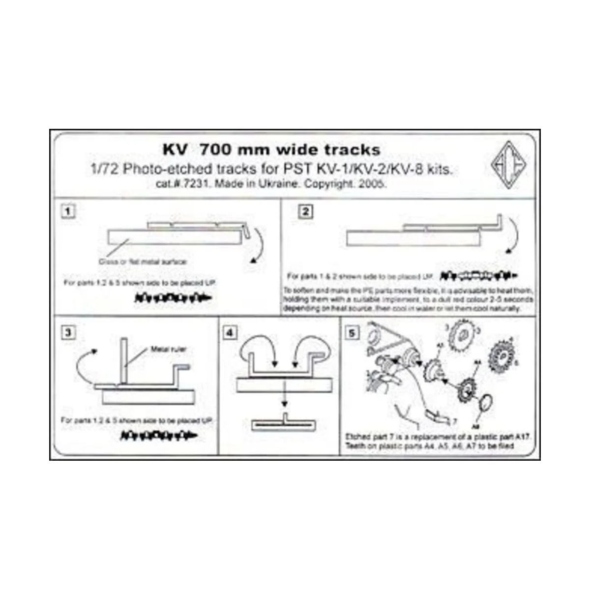 KV 700mm wide tracks, 1/72 - ACE PE7231 KV 700mm wide tracks, 1/72 - ACE PE7231