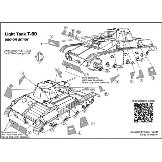 Photo-etched set -60 add on armor, for ACE kit, 1/72 - ACE PE7268