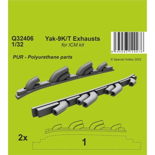 Yak-9T Exhausts - CMK 129-Q32406