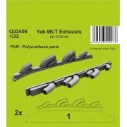 Yak-9T Exhausts, 1/32 - CMK 129-Q32406 Yak-9T Exhausts, 1/32 - CMK 129-Q32406