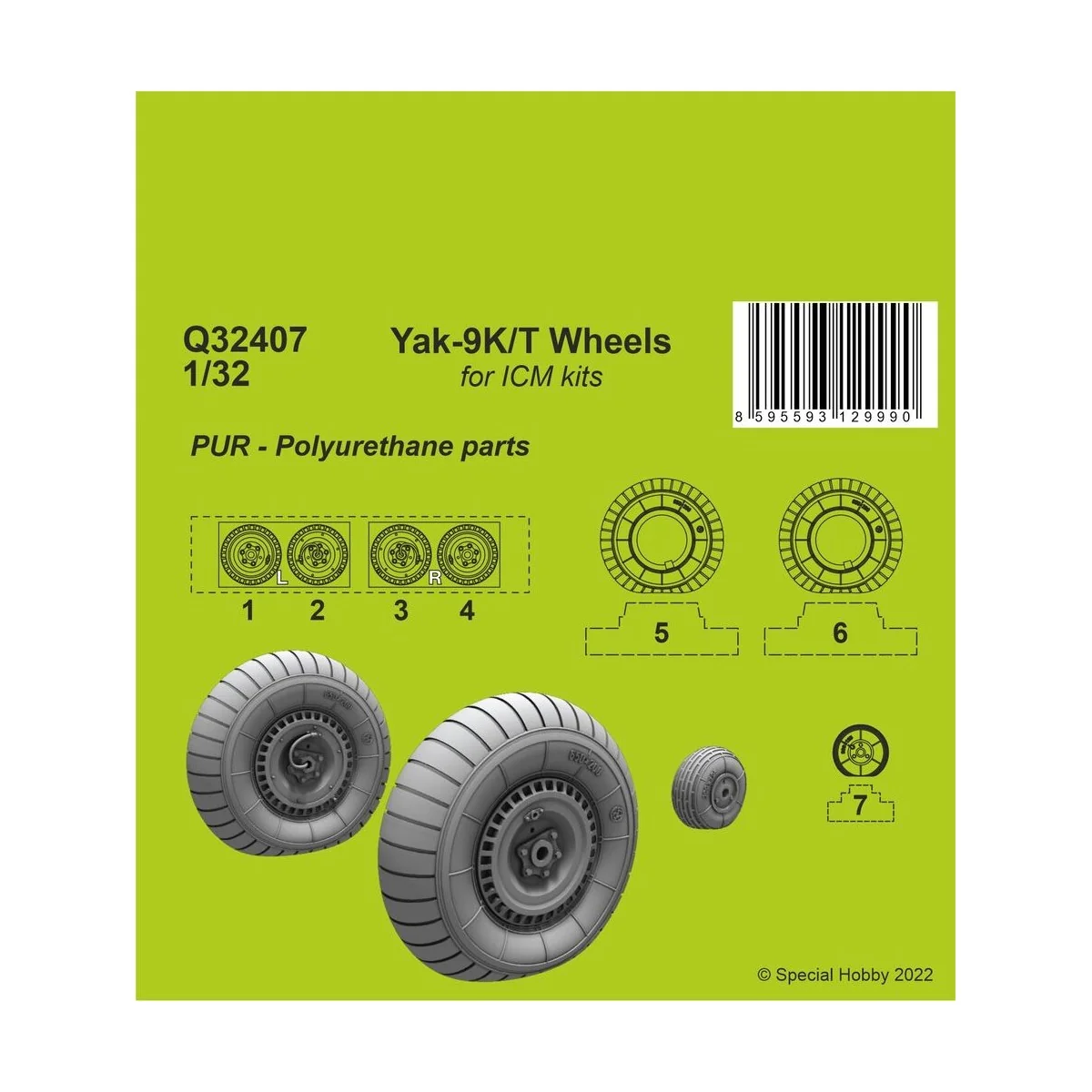 Yak-9T Wheels, 1/32 - CMK 129-Q32407 Yak-9T Wheels, 1/32 - CMK 129-Q32407
