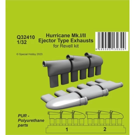 Hurricane Mk.I/II Ejector Type Exhausts 1/32 - CMK 129-Q32410