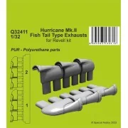 Hurricane Mk.II Fish Tail Type Exhausts 1/32 - CMK 129-Q32411