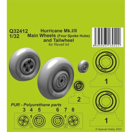 Hurricane Mk.I/II Main Wheels (Four Spoke Hubs) and Tailwheel 1/32 ...