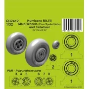 Hurricane Mk.I/II Main Wheels (Four Spoke Hubs) and Tailwheel, 1/32...