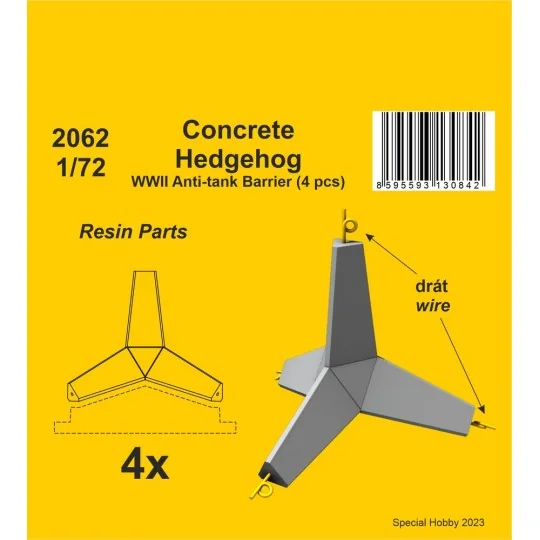 Concrete Hedgehog - WWII Anti-tank Barrier (4 pcs.), 1/72 - CMK 129...