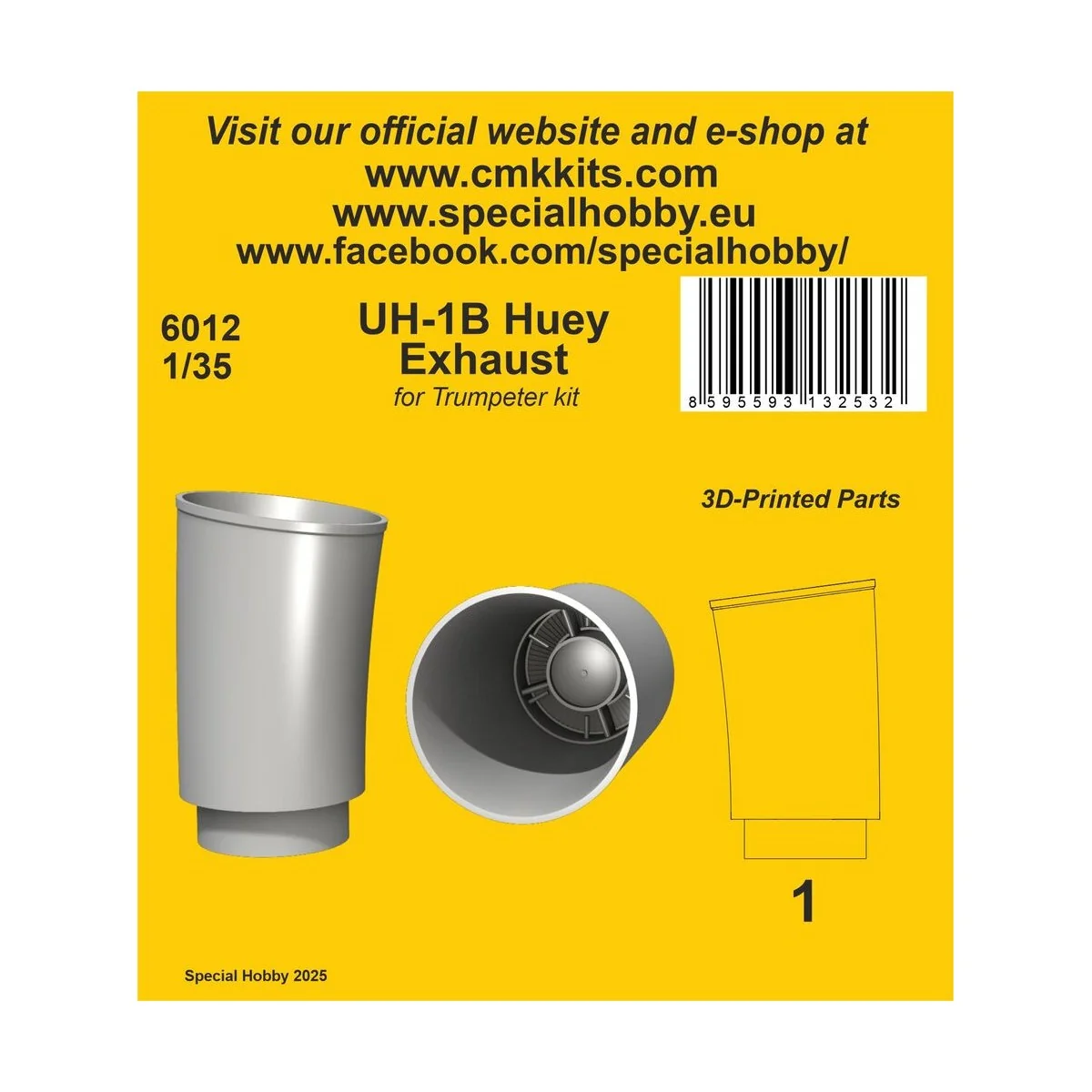 UH-1B Huey ‘Exhaust’ for Trumpeter kit, 1/35 - CMK 129-6012