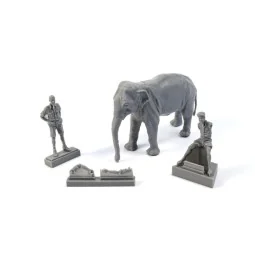 WWII RAF Mechanic in India+Elephant with Mahout (2 Fig. + Elephant)...