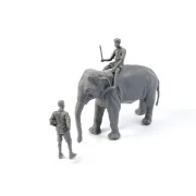 WWII RAF Mechanic in India+Elephant with Mahout (2 Fig. + Elephant)...