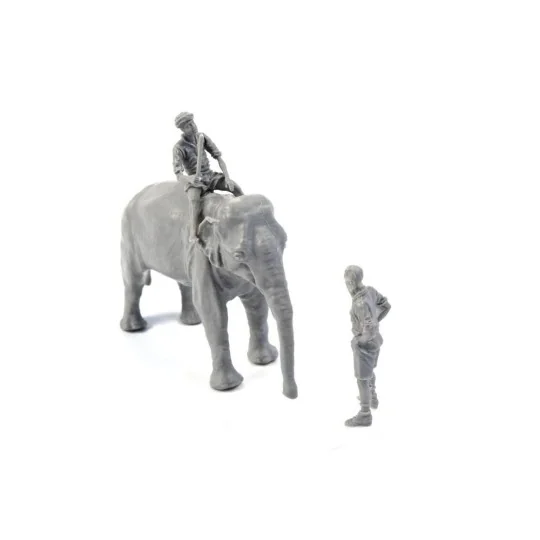 WWII RAF Mechanic in India+Elephant with Mahout (2 Fig. + Elephant)...