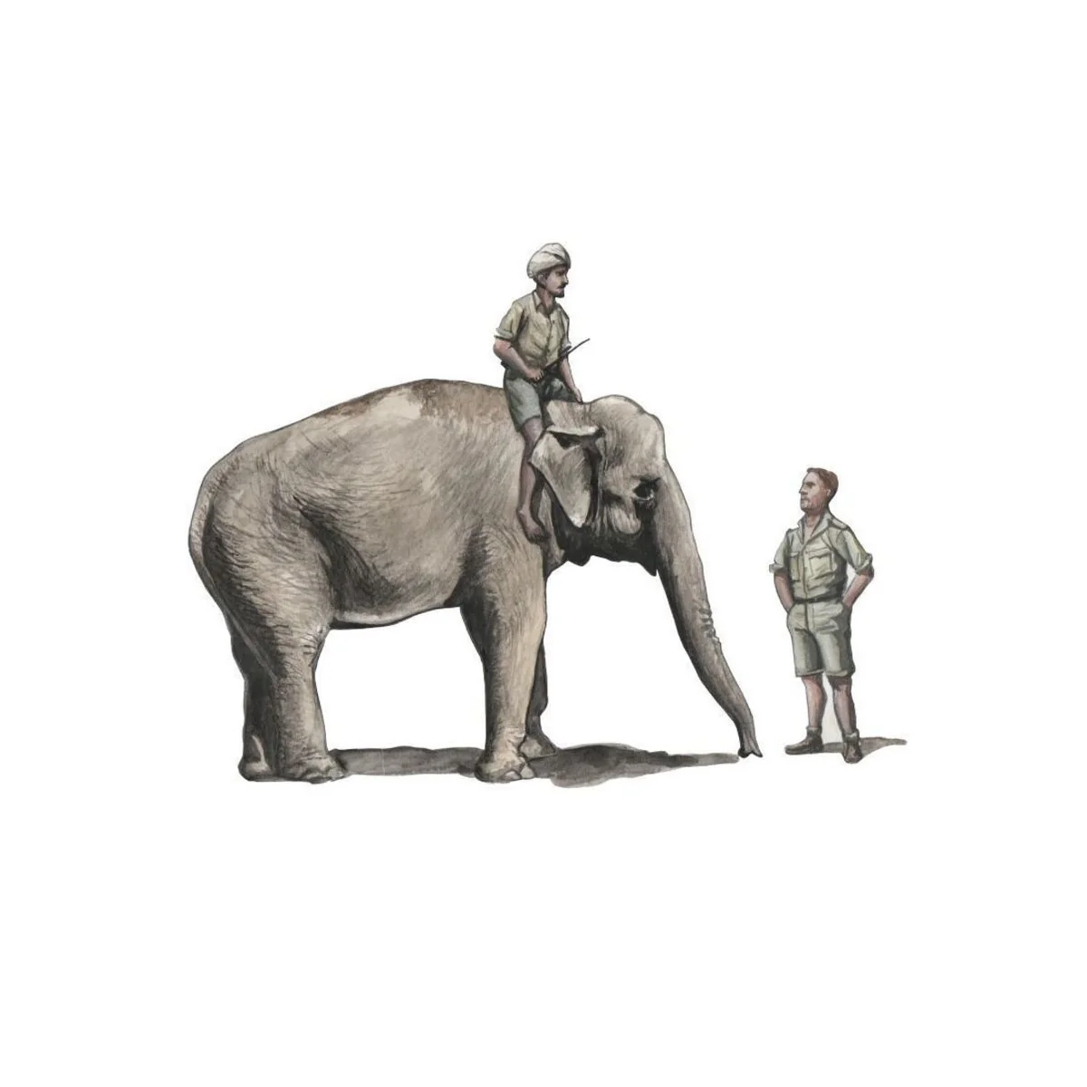 WWII RAF Mechanic in India+Elephant with Mahout (2 Fig. + Elephant)...