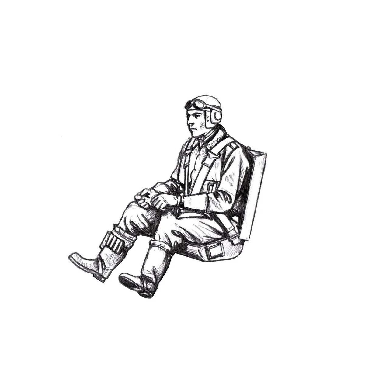 Bf 109G German Pilot, seated (for Eduard kits), 1/48 - CMK 129-F48368