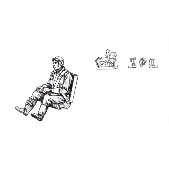 Bf 109G German Pilot, seated (for Eduard kits), 1/48 - CMK 129-F48368