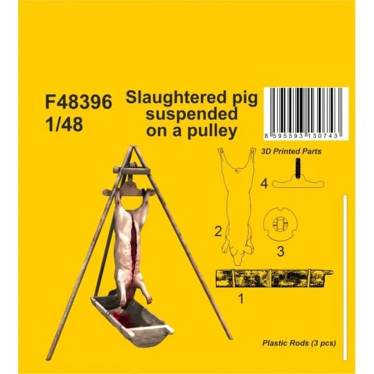 Slaughtered pig suspended on a pulley, 1/48 - CMK 129-F48396
