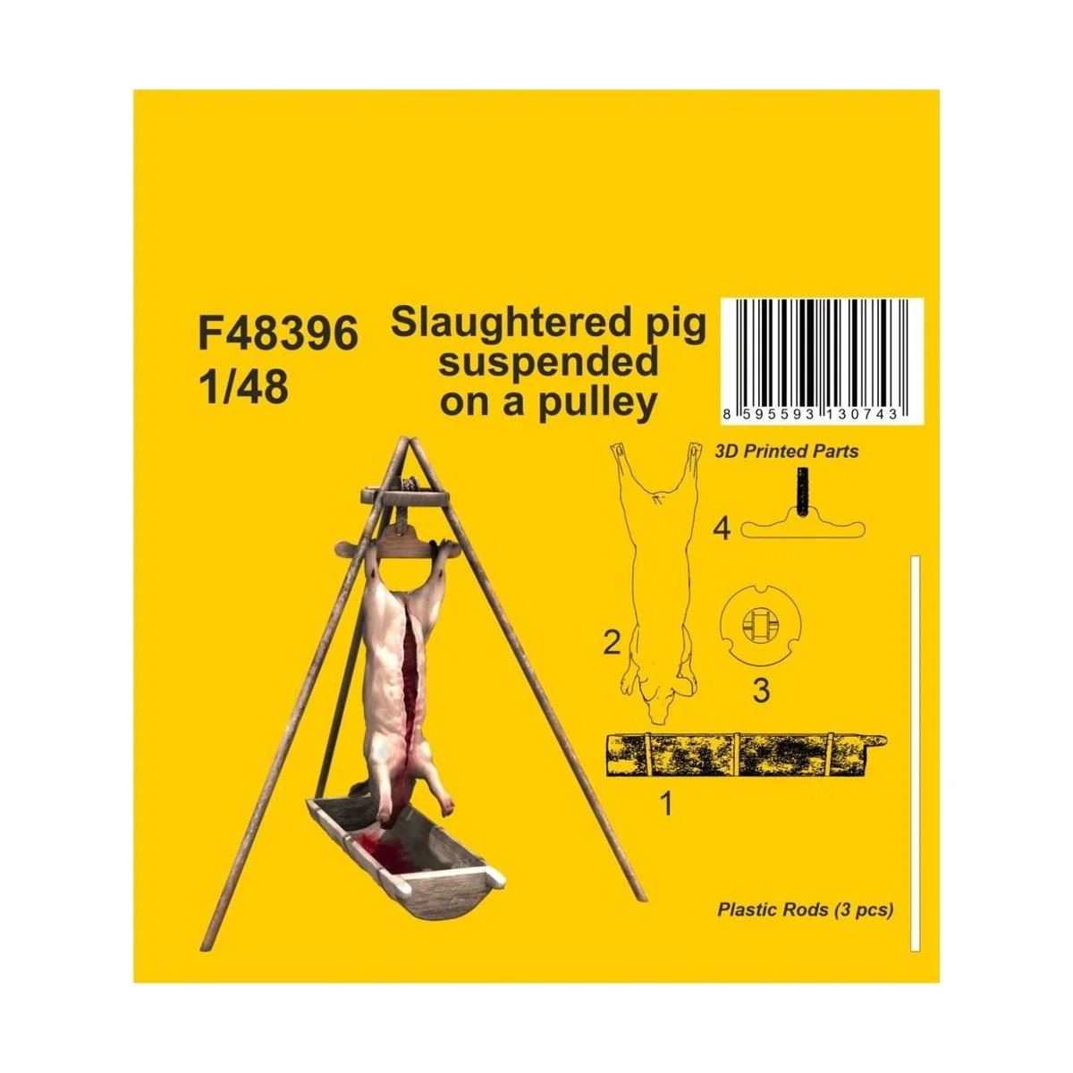 Slaughtered pig suspended on a pulley 1/48 - CMK 129-F48396