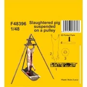 Slaughtered pig suspended on a pulley, 1/48 - CMK 129-F48396