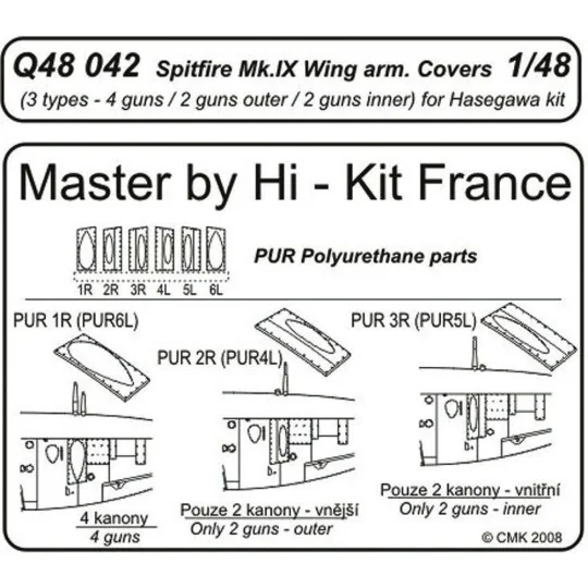 Spitfire Mk. IX Wing armament covers für Hasegawa Bausatz, 1/48 - C... Spitfire Mk. IX Wing armament covers für Hasegawa Bausatz, 1/48 - C...
