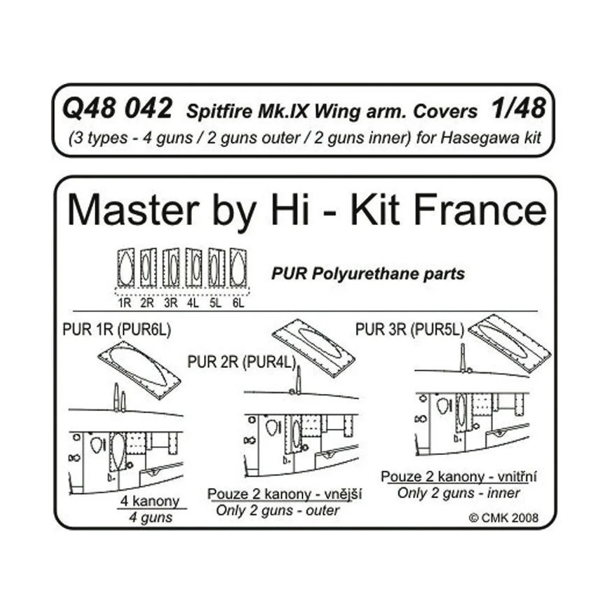 Spitfire Mk. IX Wing armament covers für Hasegawa Bausatz, 1/48 - C... Spitfire Mk. IX Wing armament covers für Hasegawa Bausatz, 1/48 - C...