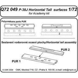 P-38J Lightning Tail horizontal surfaces für Academy Bausatz, 1/72 ...