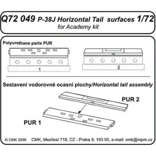 P-38J Lightning Tail horizontal surfaces für Academy Bausatz - CMK ...