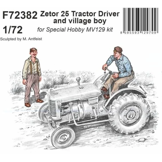 Zetor 25 Tractor Driver and village boy, 1/72 - CMK 129-F72382
