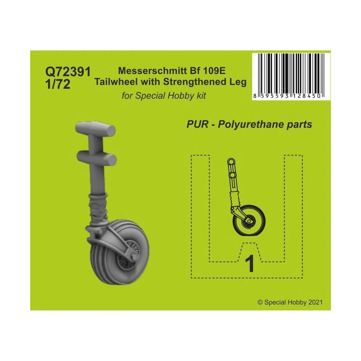 Messerschmitt Bf 109E Tailwheel with Strengthened Leg, 1/72 - CMK 1... Messerschmitt Bf 109E Tailwheel with Strengthened Leg, 1/72 - CMK 1...