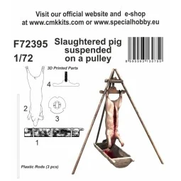 Slaughtered pig suspended on a pulley 1/72 - CMK 129-F72395