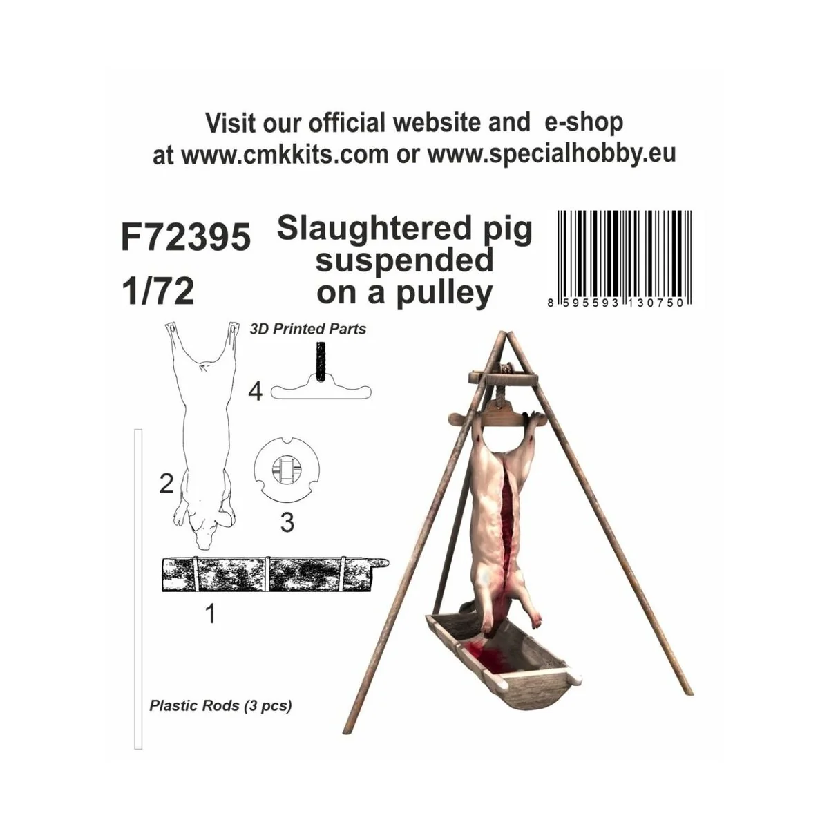 Slaughtered pig suspended on a pulley, 1/72 - CMK 129-F72395