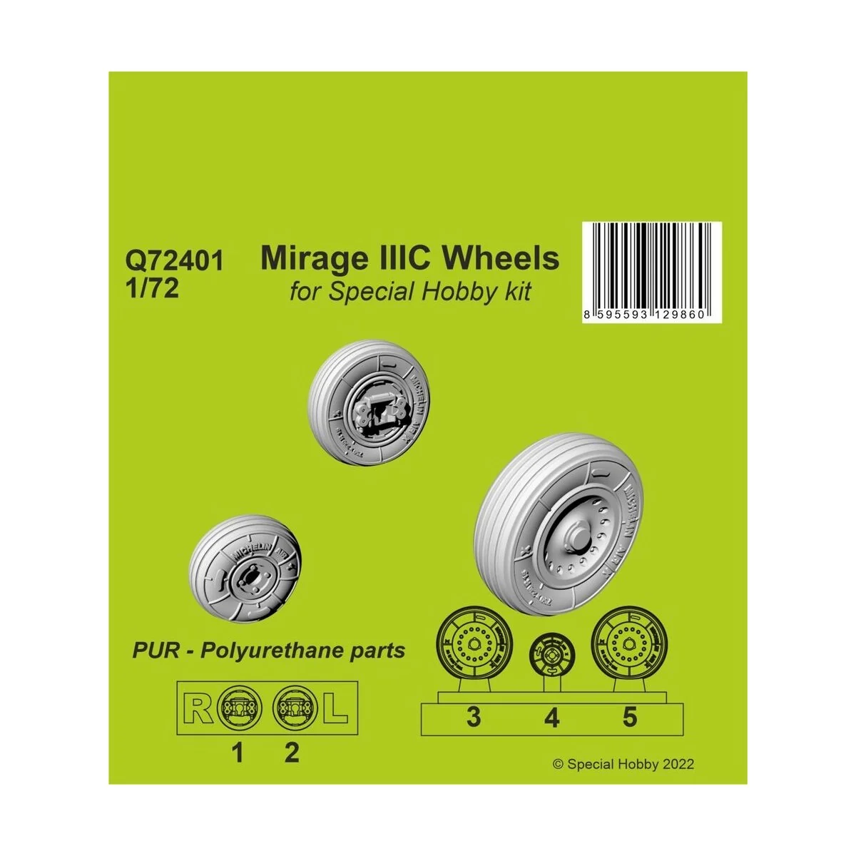 Mirage IIIC Wheels for Special Hobby kit, 1/72 - CMK 129-Q72401 Mirage IIIC Wheels for Special Hobby kit, 1/72 - CMK 129-Q72401
