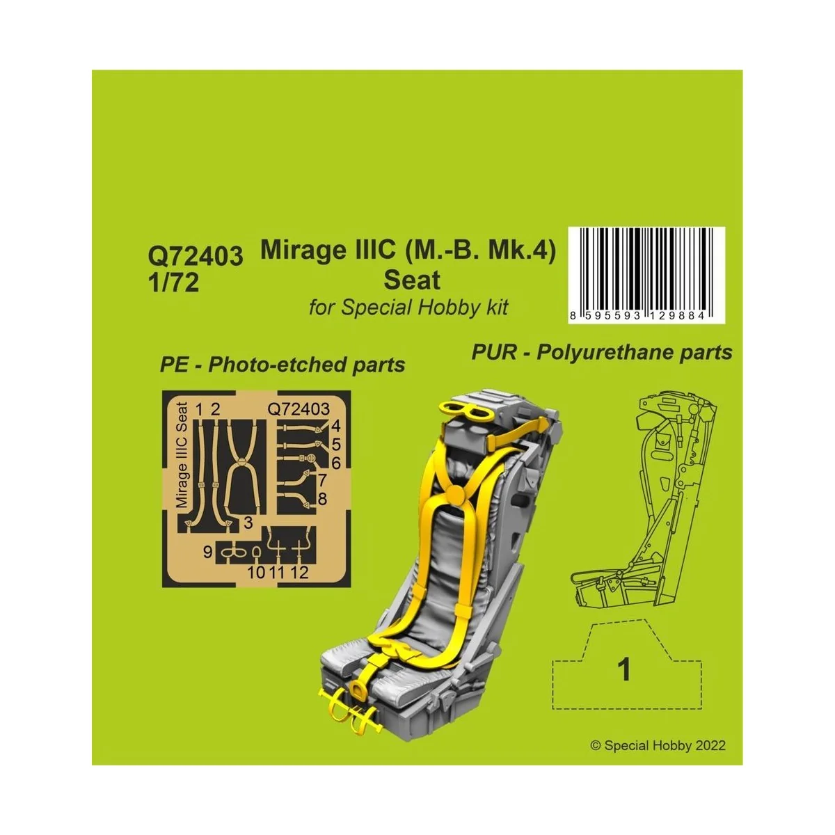 Mirage IIIC (M.-B. Mk.4) Seat, 1/72 - CMK 129-Q72403 Mirage IIIC (M.-B. Mk.4) Seat, 1/72 - CMK 129-Q72403