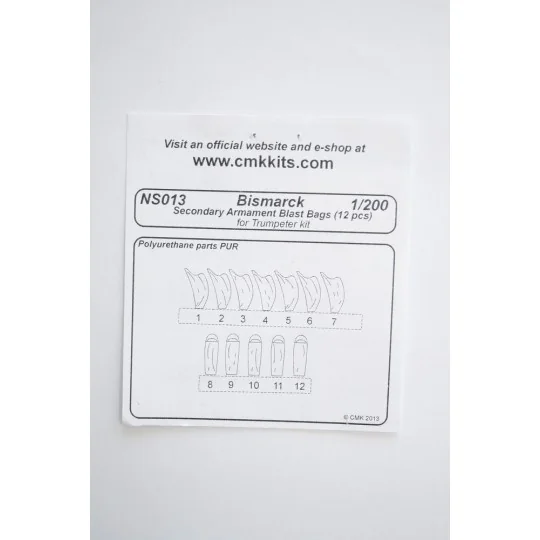 Bismarck Secondary Armam.Blast Bags 12pc, 1/200 - CMK 129-NS013
