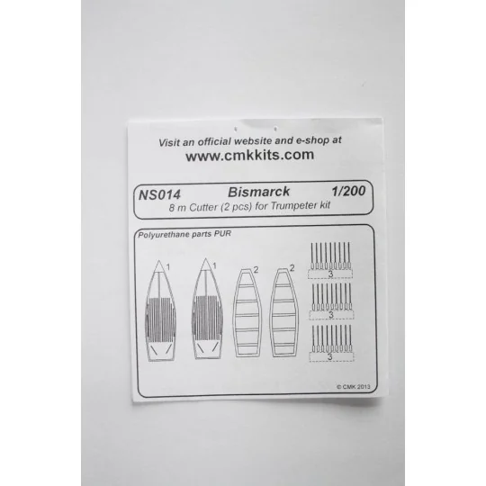 Bismarck 8 m Cutter 2pcs.f.TRU 1/200 - CMK 129-NS014