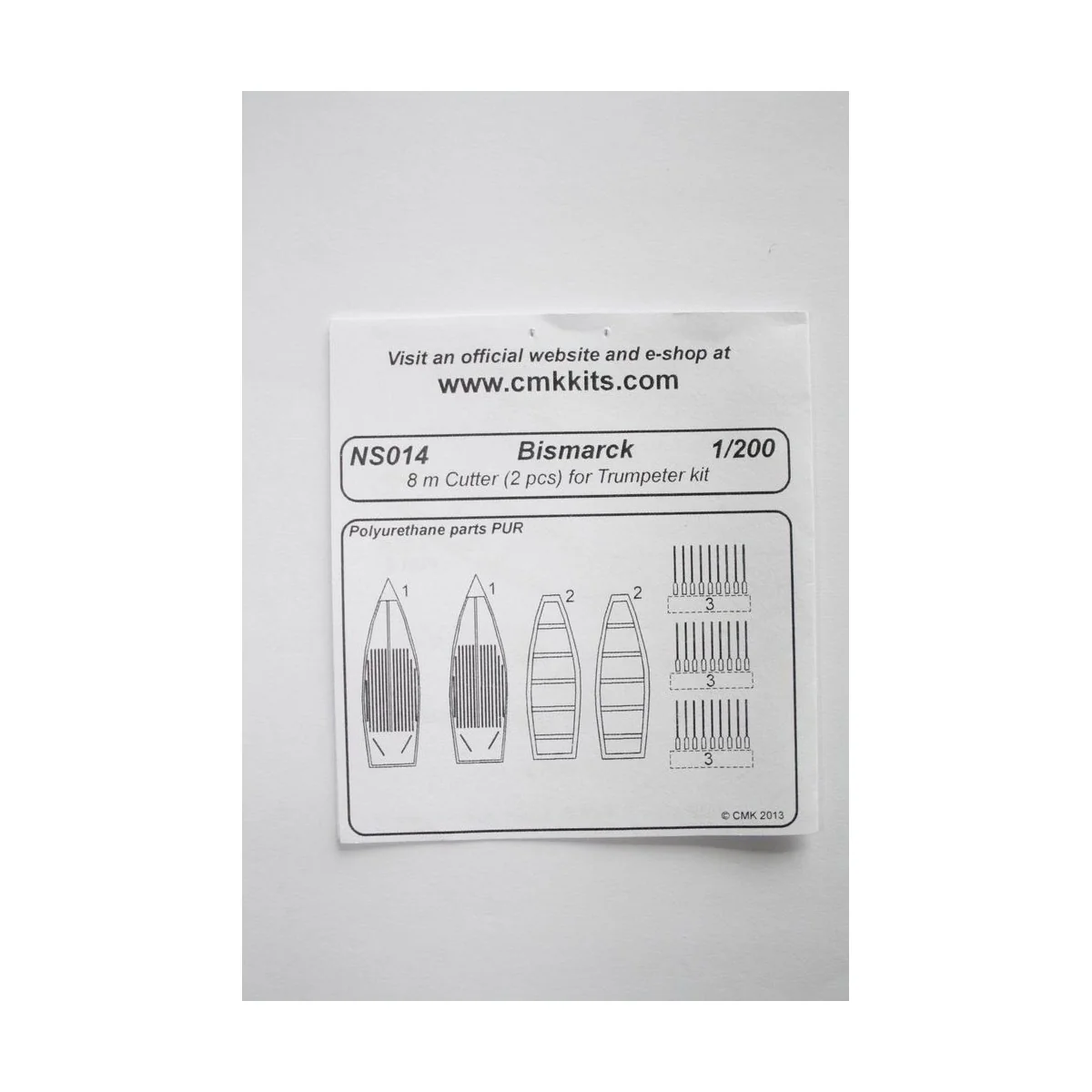 Bismarck 8 m Cutter 2pcs.f.TRU 1/200 - CMK 129-NS014