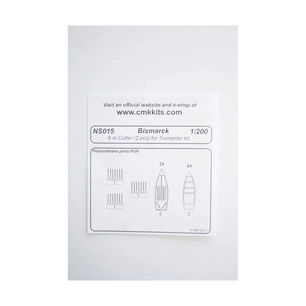 Bismarck 6 m Cutter 2pcs. f.TRU, 1/200 - CMK 129-NS015