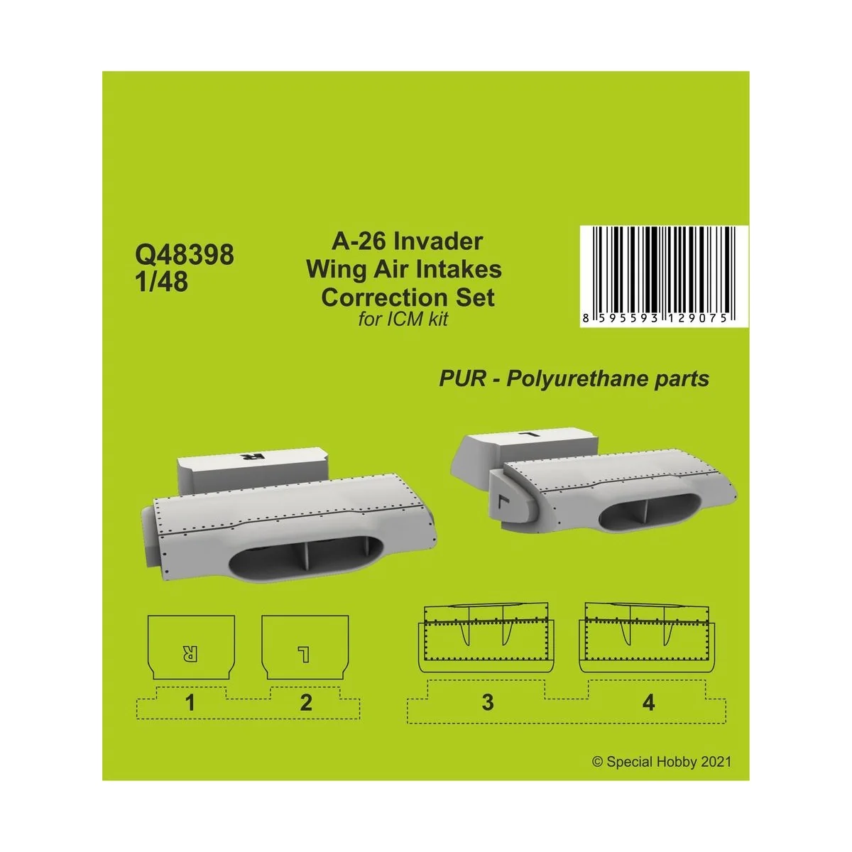 A-26 Invader Wings Air Intakes Correction Set, 1/48 - CMK 129-Q48398 A-26 Invader Wings Air Intakes Correction Set, 1/48 - CMK 129-Q48398