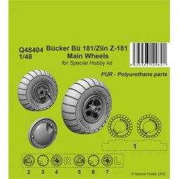 Bücker Bü 181/Zlin Z-181 Main Wheels, 1/48 - CMK 129-Q48404