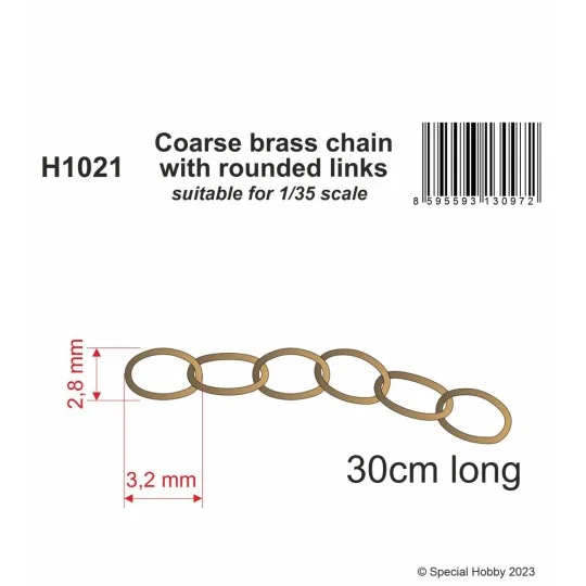 Coarse brass chain with rounded links - suitable for 1/35 scale, 1/...