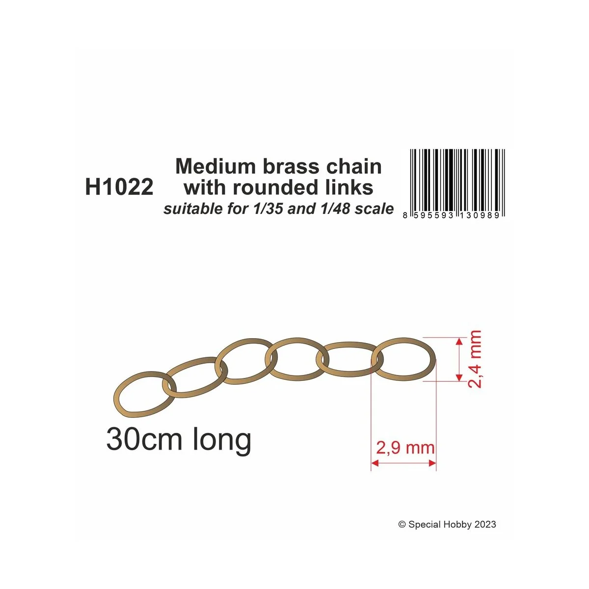 Medium brass chain with rounded links - suitable for 1/35 and 1/48 ...