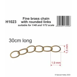 Fine brass chain with rounded links - suitable for 1/48 and 1/72 sc...