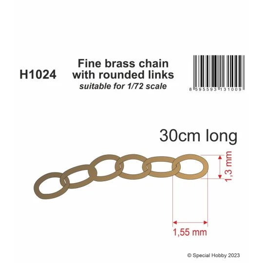 Fine brass chain with rounded links - suitable for 1/72 scale, 1/72...