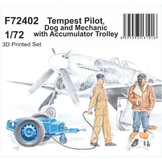 Tempest Pilot, Dog and Mechanic with Accumulator Trolley 1/72 - CMK...