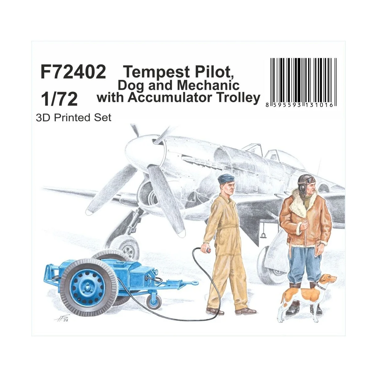 Tempest Pilot, Dog and Mechanic with Accumulator Trolley, 1/72 - CM...