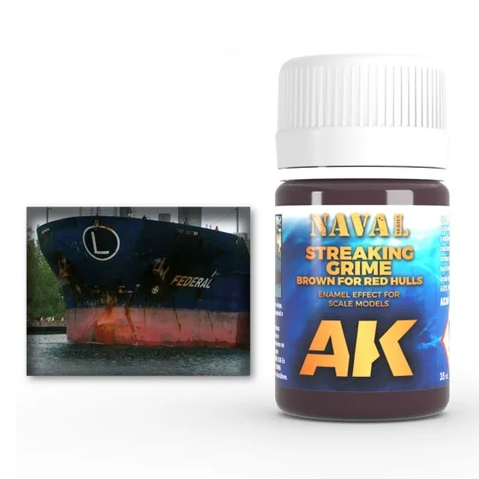 BROWN STREAKING GRIME FOR RED HULLS - AK Interactive AK304 BROWN STREAKING GRIME FOR RED HULLS - AK Interactive AK304