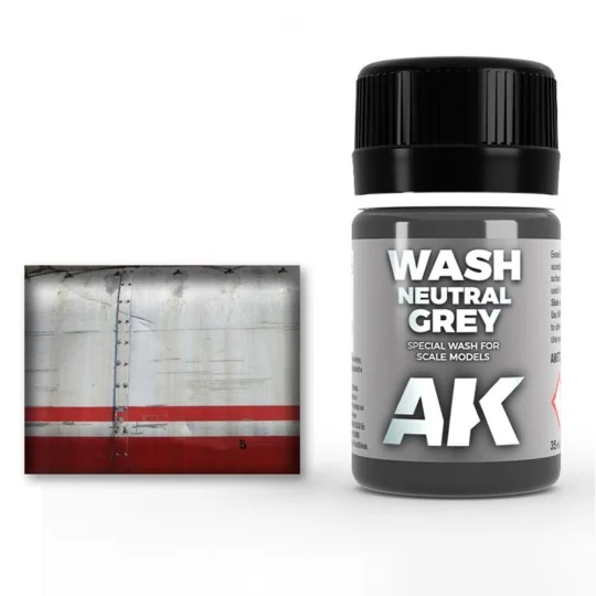 NEUTRAL GREY FOR WHITE/BLACK WASH - AK Interactive AK677 NEUTRAL GREY FOR WHITE/BLACK WASH - AK Interactive AK677