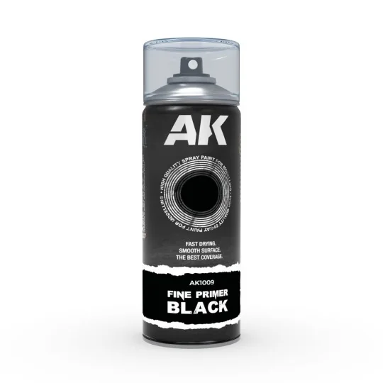 Fine Primer Black - Spray 400ml (Includes 2 nozzles) - AK Interacti...