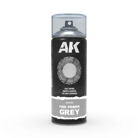Fine Primer Grey - Spray 400ml (Includes 2 nozzles) - AK Interactiv...